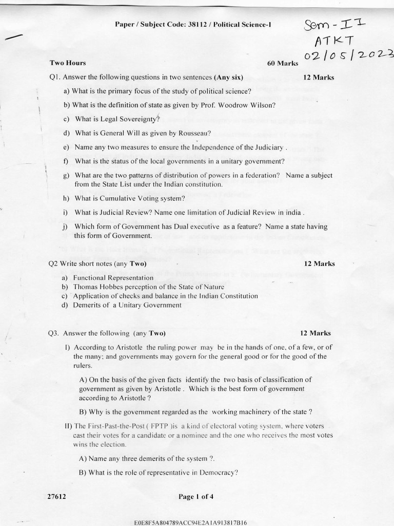 Political Science I Pdf