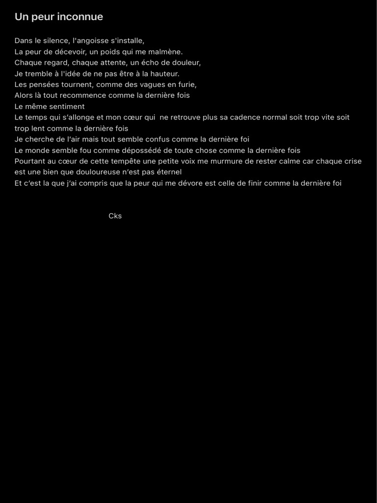 Un Peur Inconnue | PDF