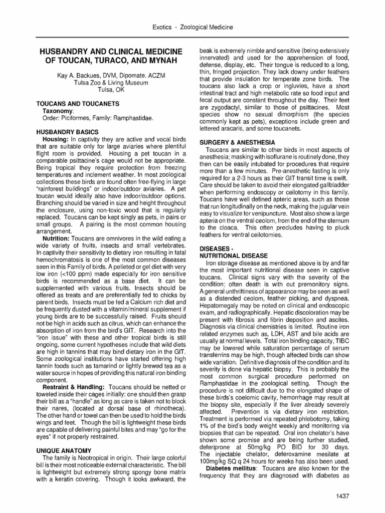 Toucan Health and Disease Management | PDF | Birds | Medical Specialties