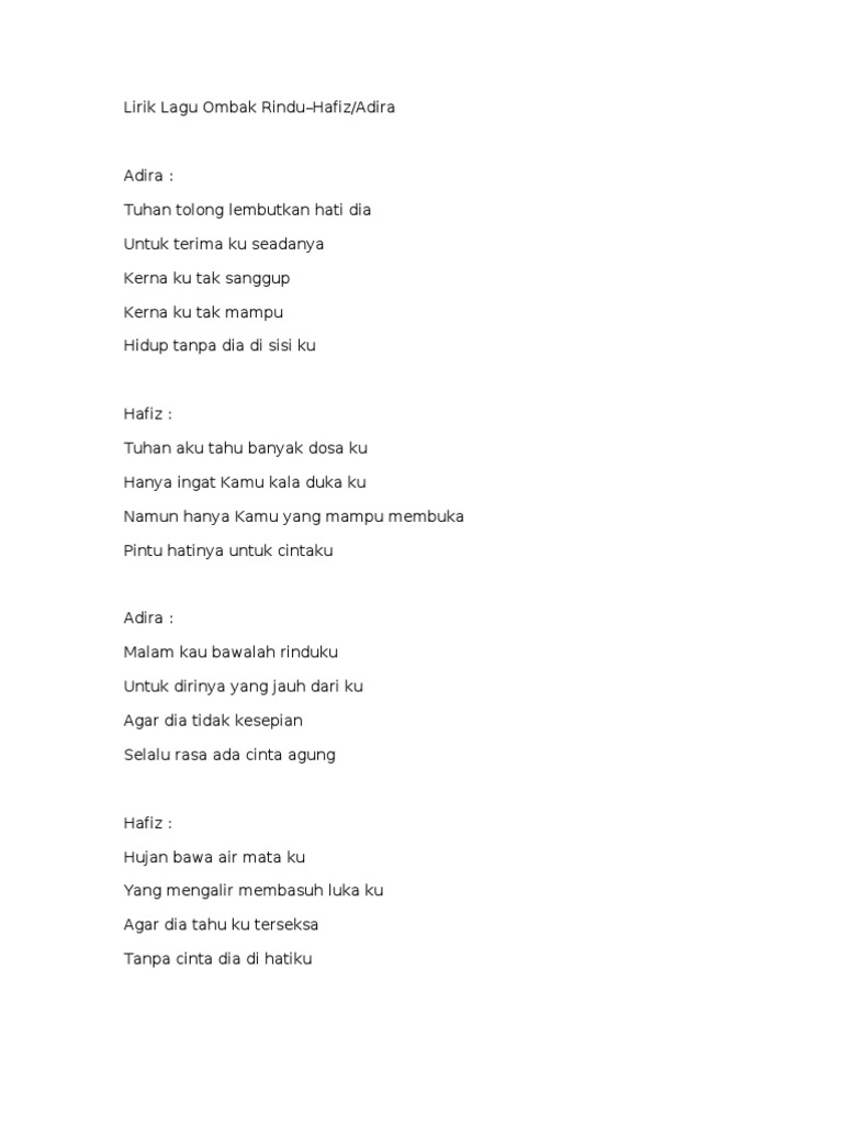 Lirik Lagu Ombak Rindu Pdf