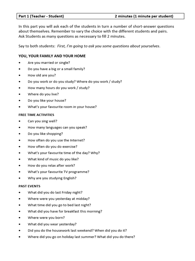 Ecl1 Final Speaking Test 11 2015 06 2016 4 Pdf