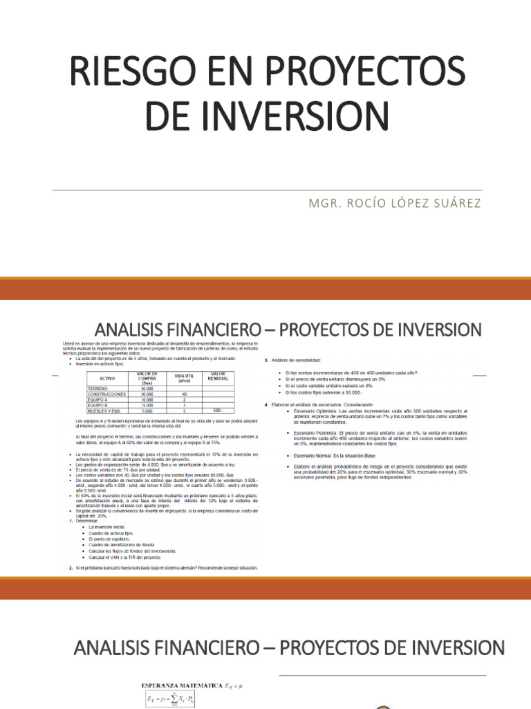 Análisis de Riesgo en Proyectos de Inversión | PDF | Análisis de ...