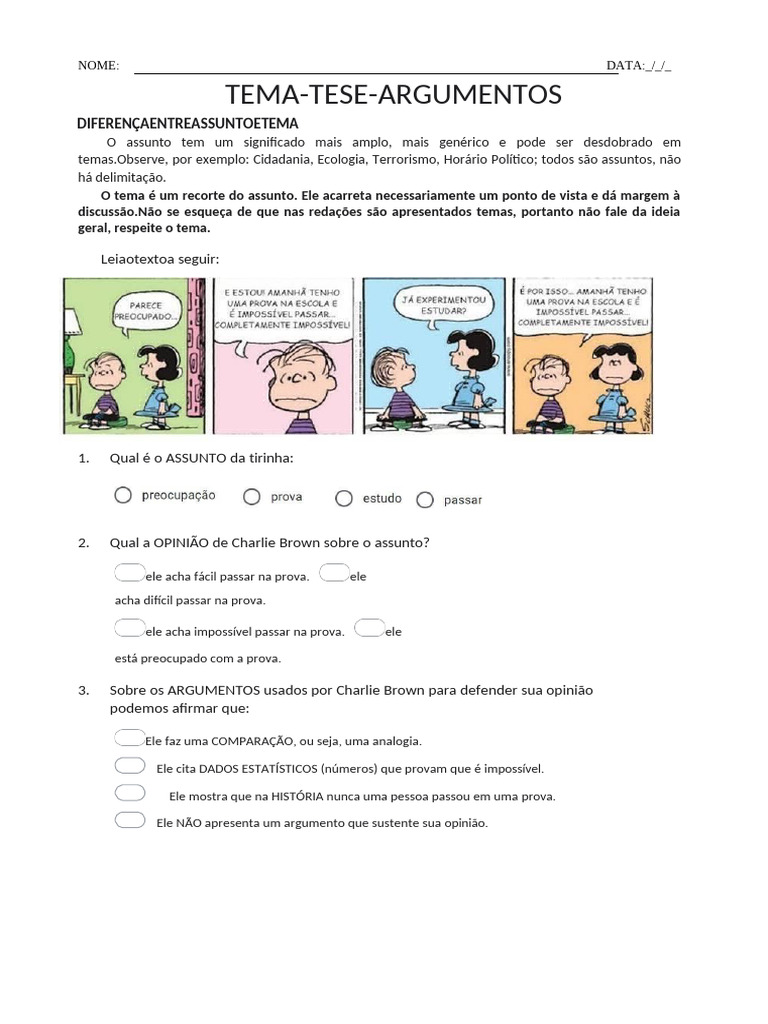Atividade Complementar 7 Tema Tese Arg | PDF