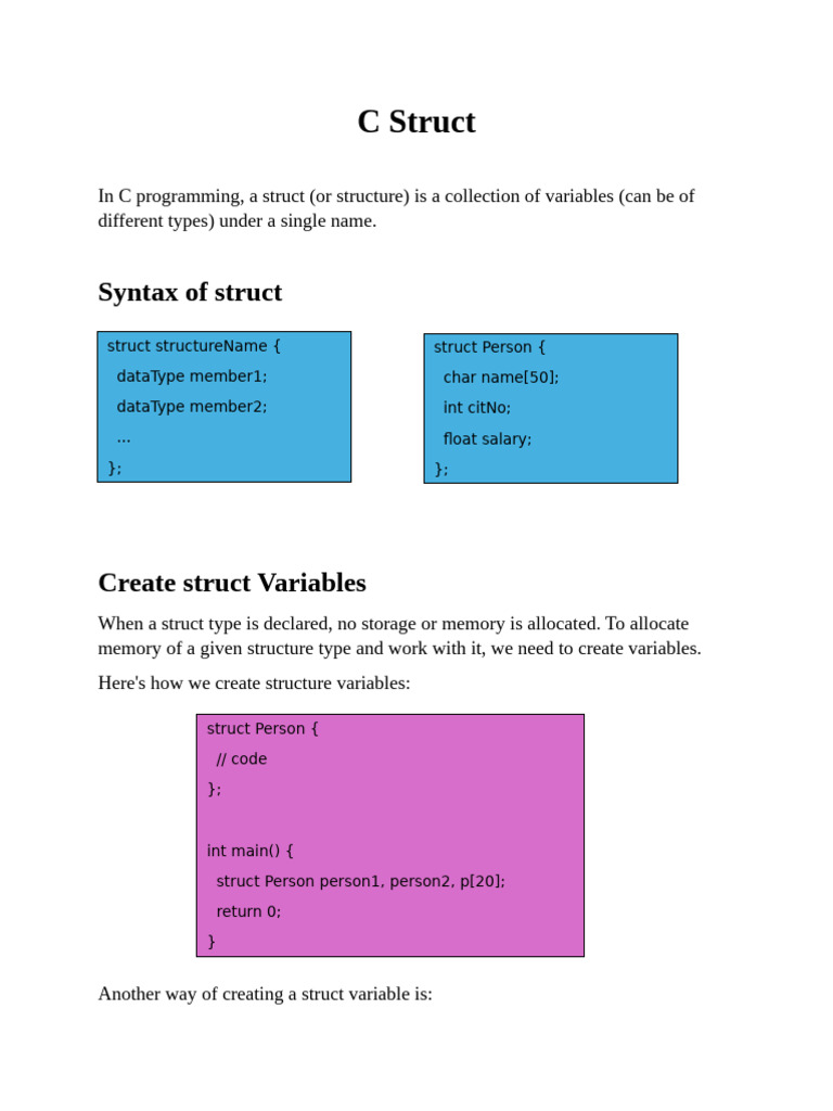 C Struct | PDF | Teaching Methods & Materials | Technology & Engineering