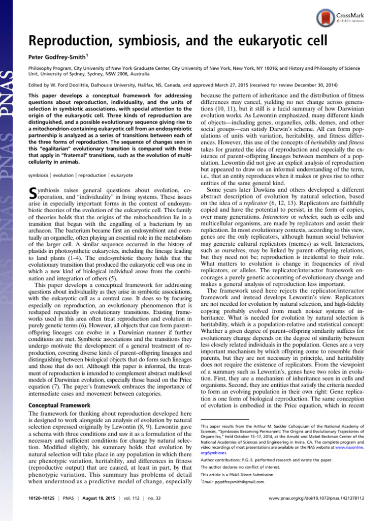 Pnas 201421378 | PDF | Mitochondrial Dna | Mitochondrion