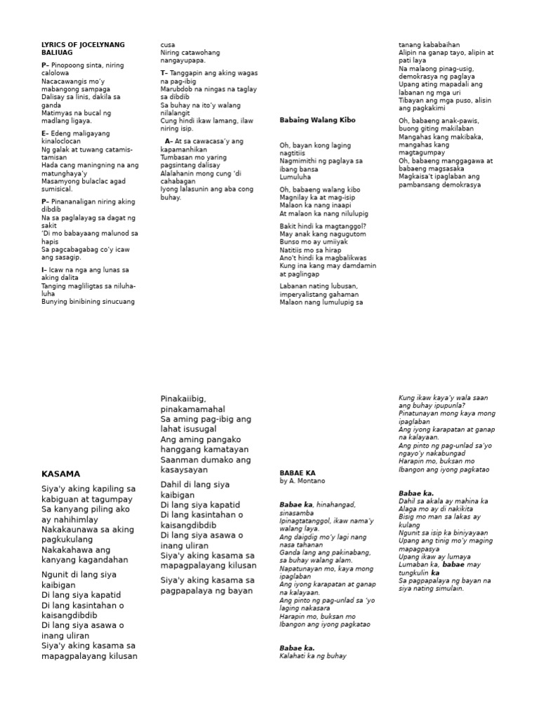 Lyrics Awitin Babae | PDF