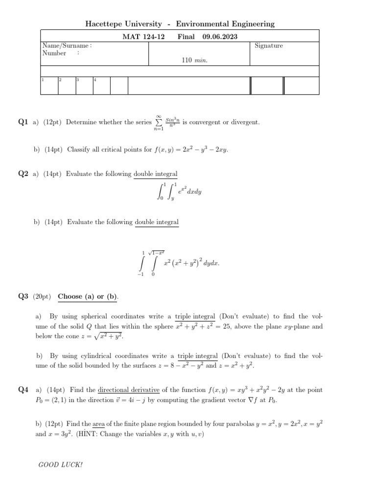 MAT 124 Final Exam Questions | PDF