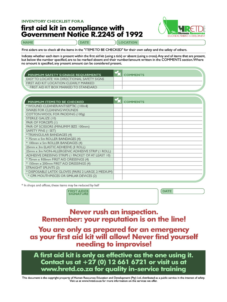 Hretd - Fa1 Checklist | PDF