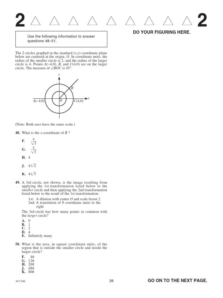 ACT Math Practice Questions | PDF | Circle | Certified Public Accountant