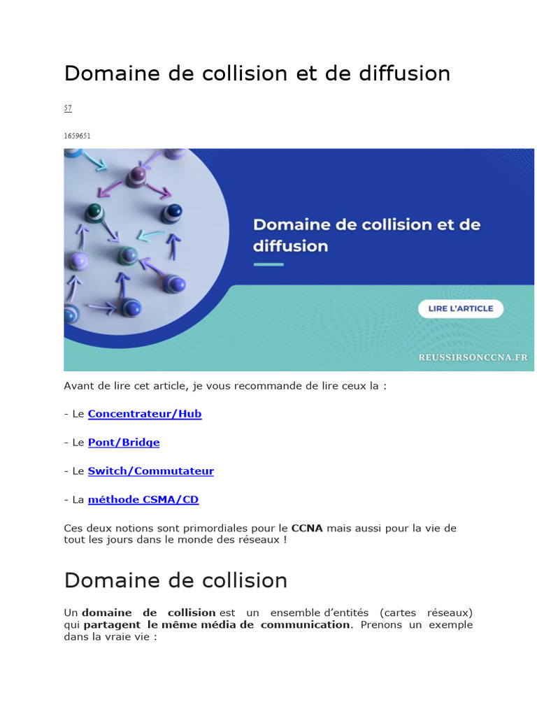 Domaine de collision et diffusion réseau | PDF | Commutateur réseau ...