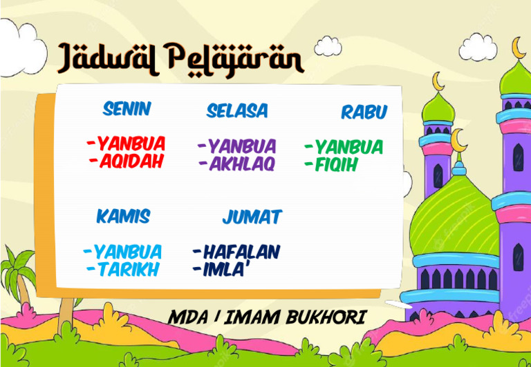 Jadwal Pelajaran MDA | PDF