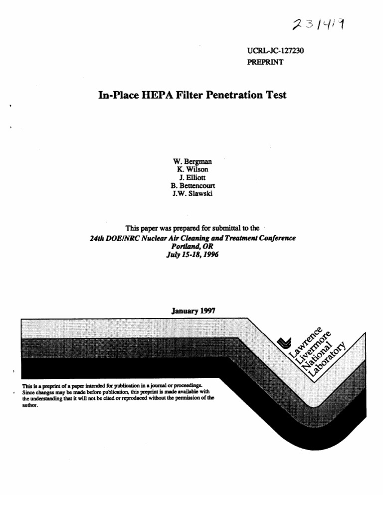 HEPA Leak Test Aerosol Filtration