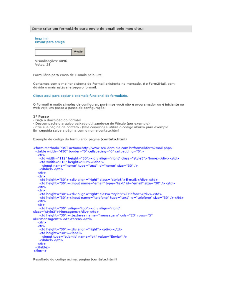 Criando Formulário de Email HTML | PDF | Informática | Programas