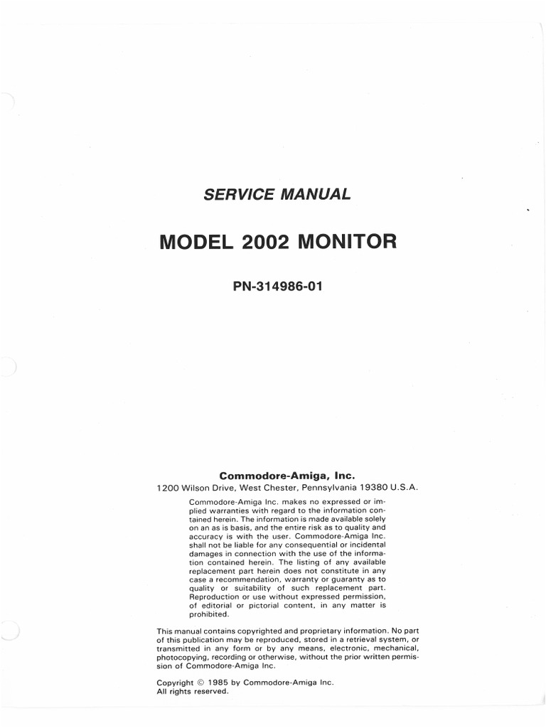 Commodore 2002 Monitor - Service Manual-EnG | PDF