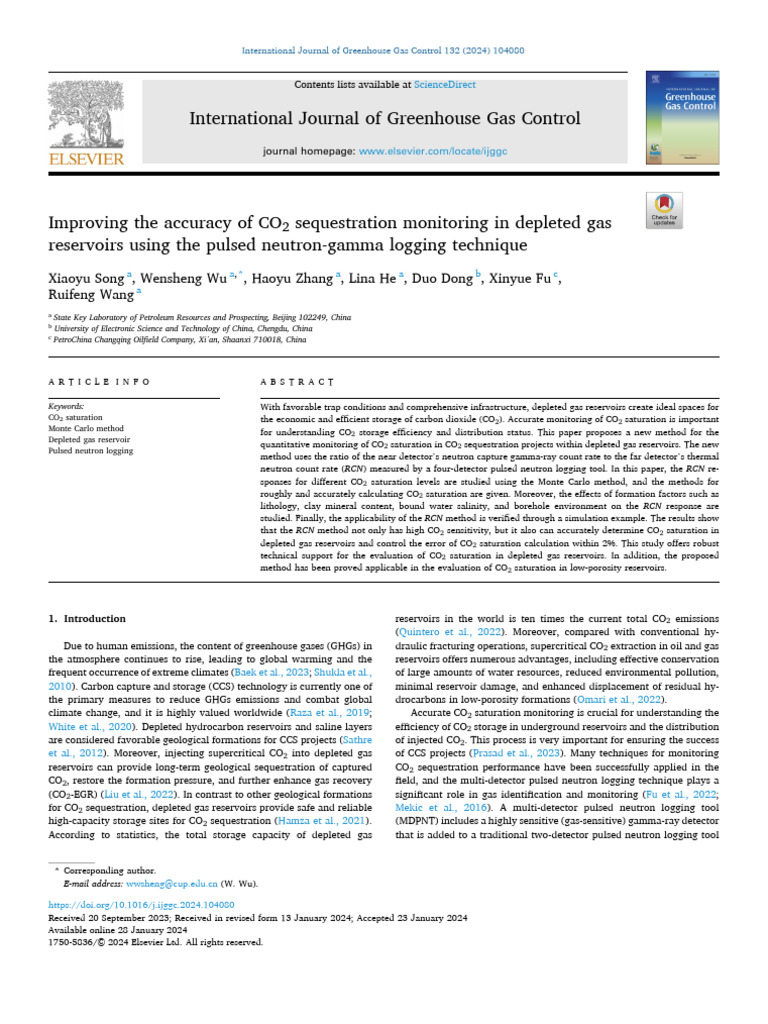 CO2 Monitoring in Depleted Gas Reservoirs | PDF | Carbon Dioxide ...