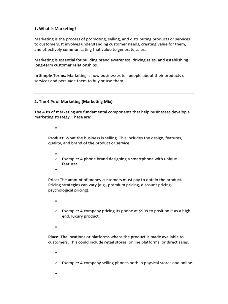 Essential Marketing Concepts Explained | PDF | Marketing | Pricing