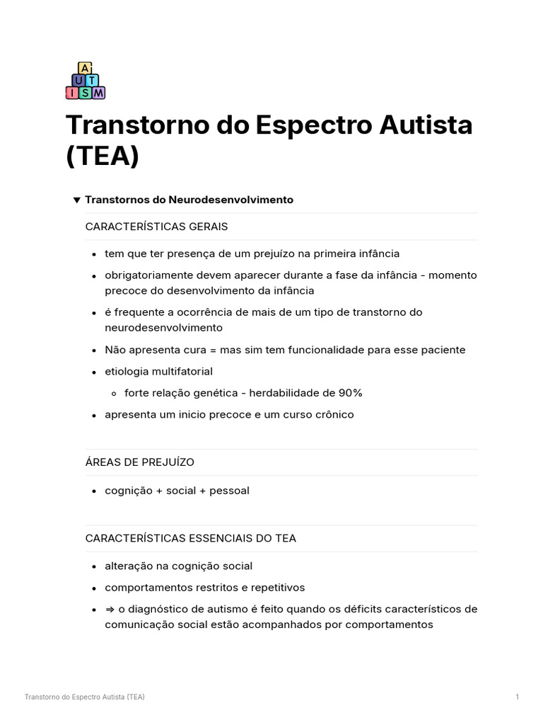 Entendendo o Transtorno do Espectro Autista | PDF | Espectro do autismo ...