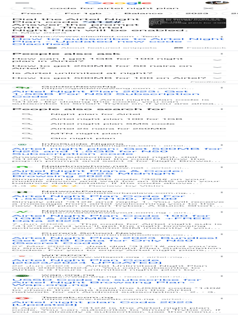 Code For Airtel Night Plan - Google Search | PDF | Consumer Electronics