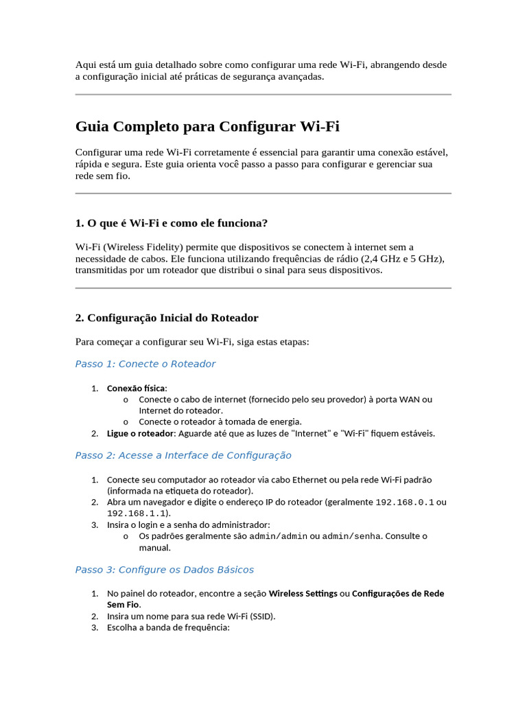 Guia Prático para Configurar Wi-Fi | PDF | Wi-Fi | Rede de computadores