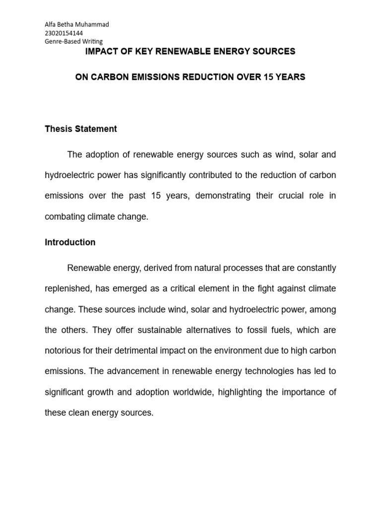 Renewable Energy's Impact on Carbon Emissions | PDF | Renewable Energy ...