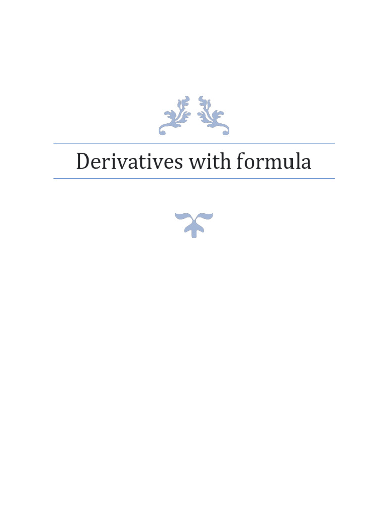 Derivatives: Formulas and Rules Explained | PDF | Differential Calculus ...