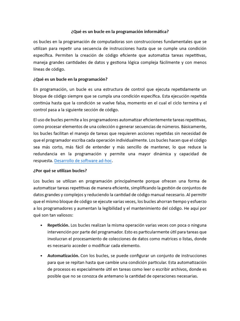 ¿Qué es un bucle en programación? | PDF | Programación de computadoras ...