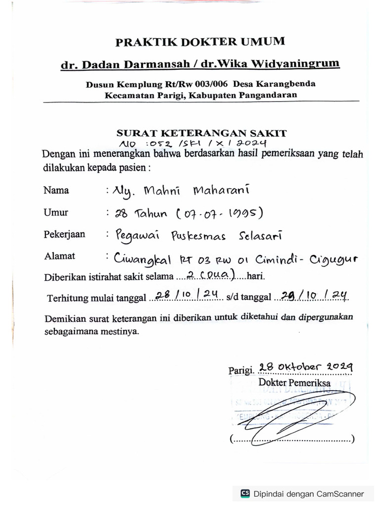 Suket Sakit 281024 | PDF