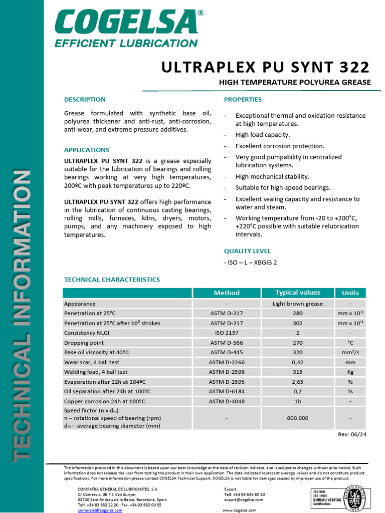 Ultraplex Pu Synt 322 Tds En | PDF | Bearing (Mechanical) | Mechanical ...