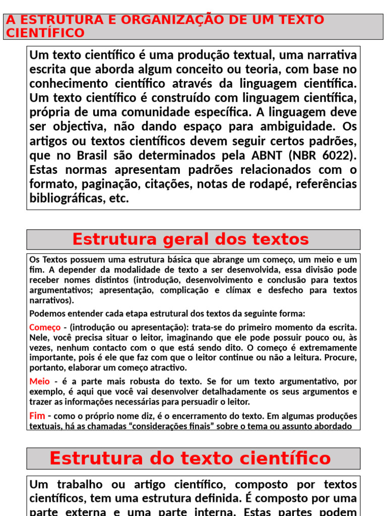Estrutura de Texto Científico | PDF | Science | Abstract (resumo)