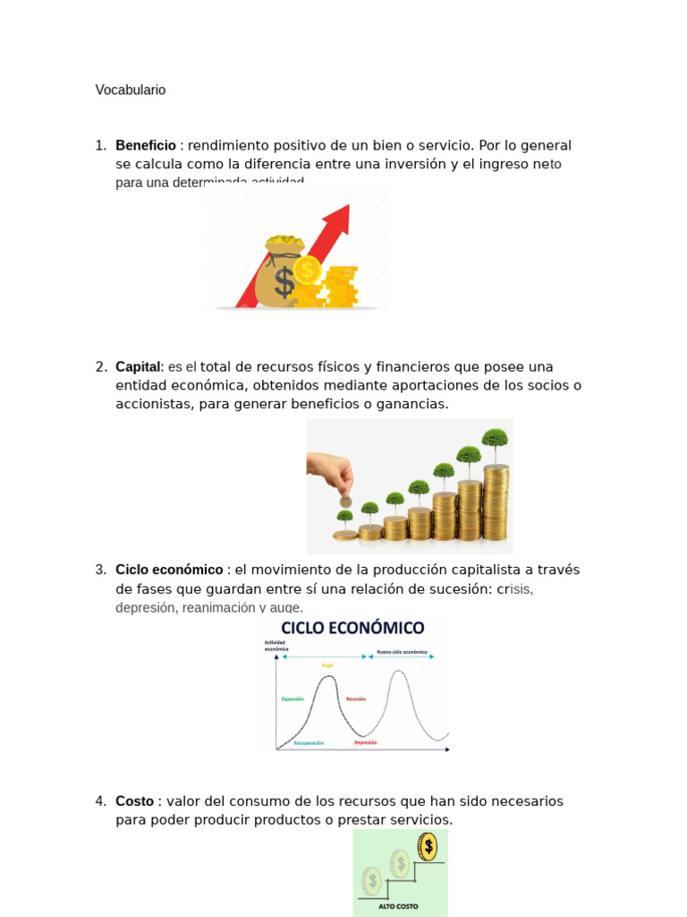 Vocabulario 2 | PDF | Mercado (economía) | Oferta (economía)