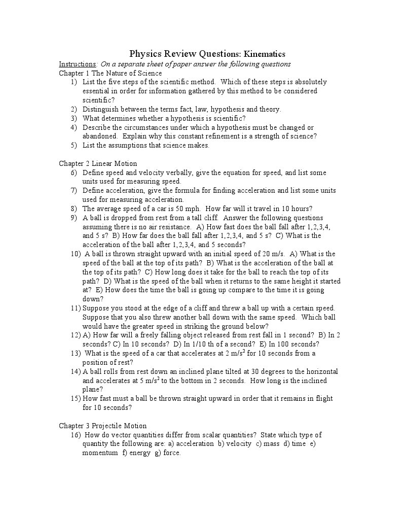 Kinematics Physics Review Questions | PDF | Acceleration | Speed