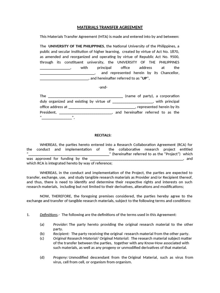 TTBDOMTA Template - June 2013 | PDF | Intellectual Property | License
