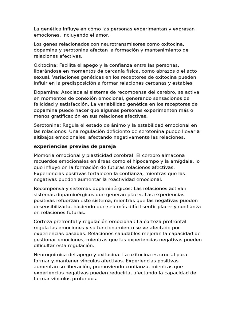 Genética y emociones en relaciones afectivas | PDF | Las emociones ...