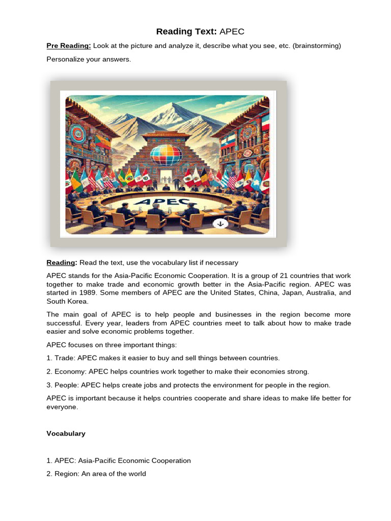 Reading Apec para El Vii Ciclo | PDF | Asia Pacific Economic Cooperation