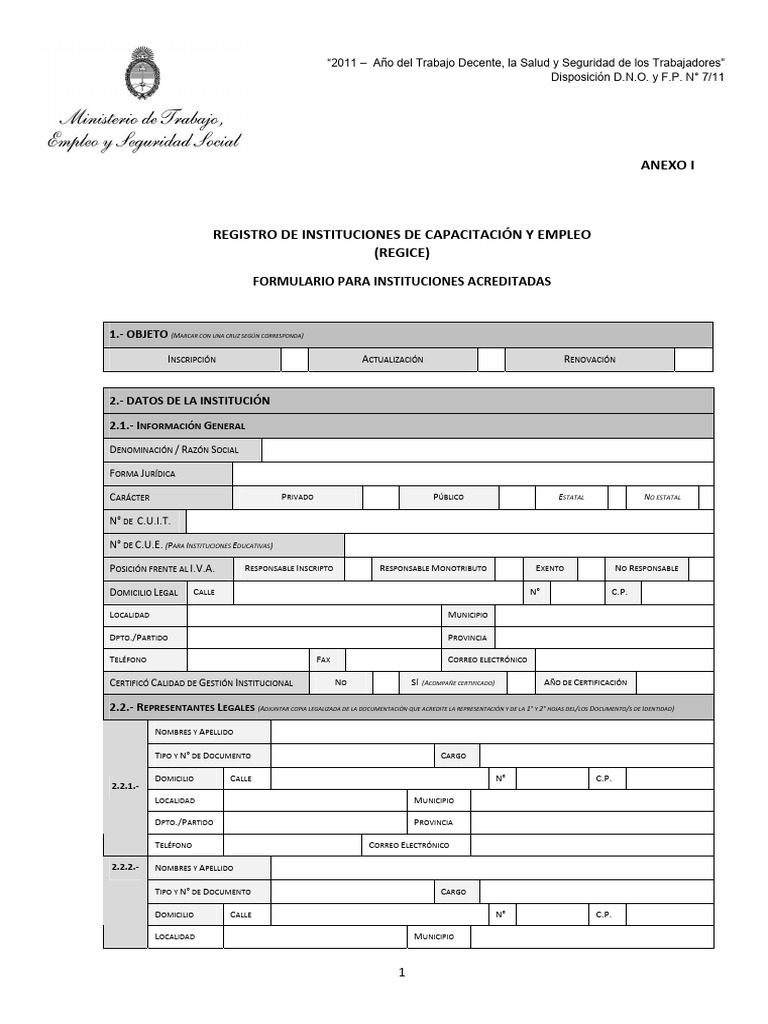 Formulario de Inscripción REGICE 2011 | PDF | Documento de identidad