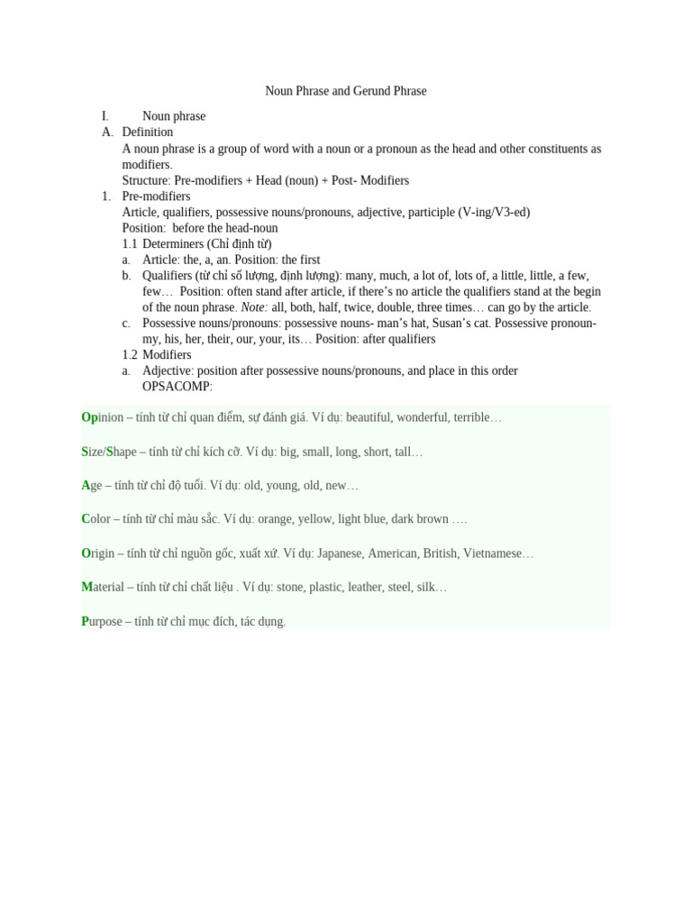 Noun Phrase and Gerund Phrase | PDF | Verb | Subject (Grammar)