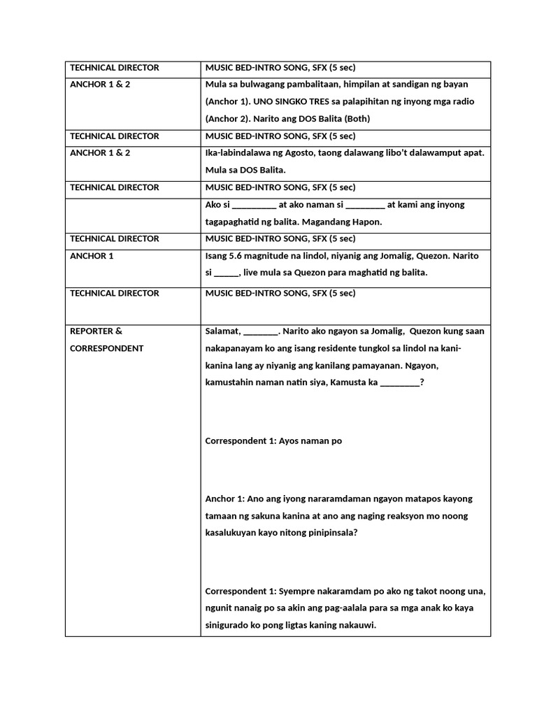 Lindol Report | PDF