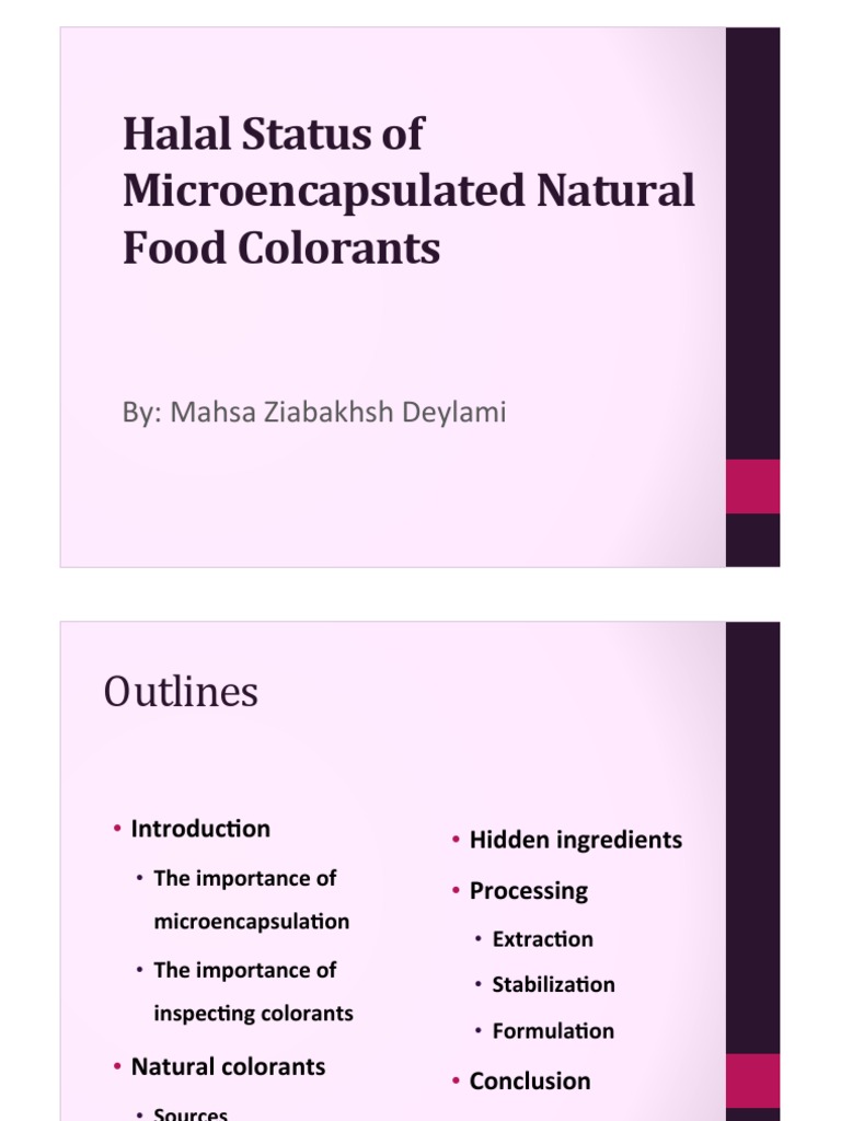 Halal Status of Natural Food Colors | PDF | Polysaccharide | Food And Drink