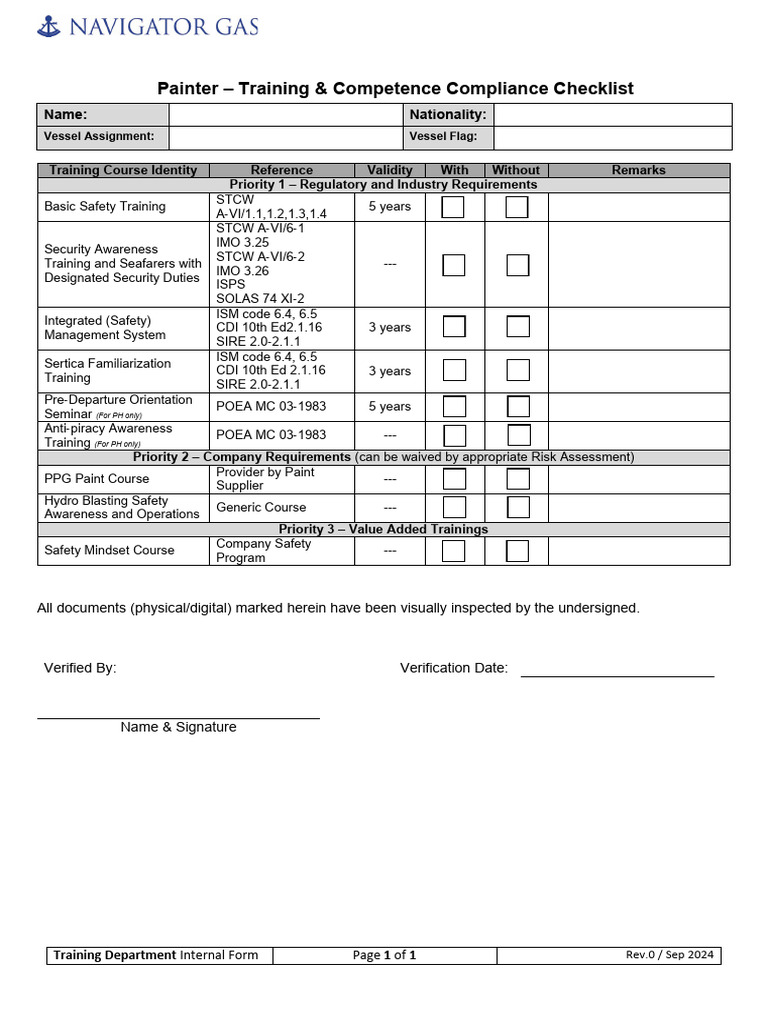 Grader Operator Certification Checklist | PDF | Shipping | Admiralty Law