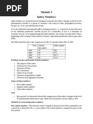 Understanding Index Numbers and Their Construction | PDF | Price