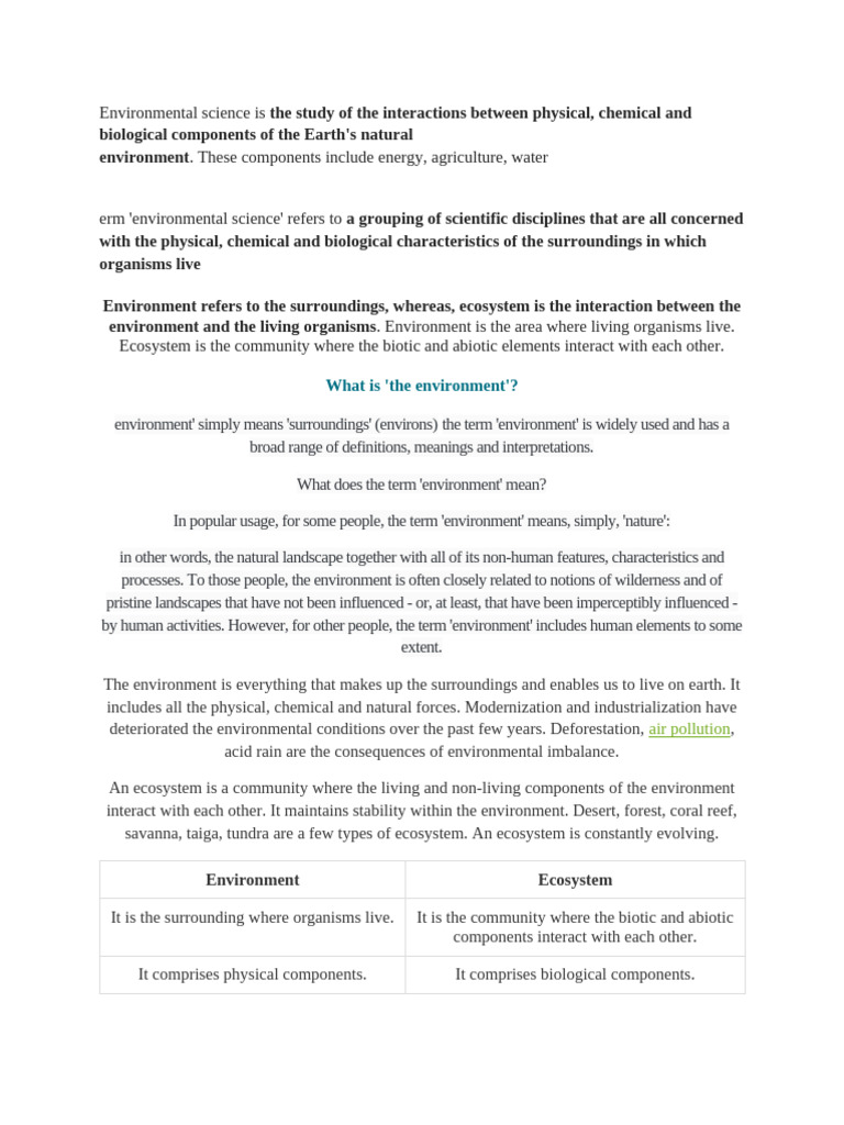 Understanding Environment and Ecosystems | PDF | Ecosystem | Natural ...