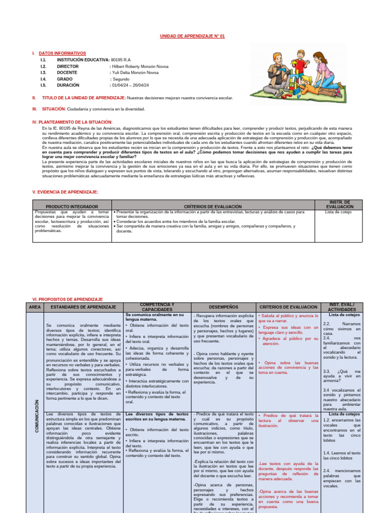 Unidad - de - Aprendizaje - Abril 2024 | PDF | Aprendizaje | Geometría