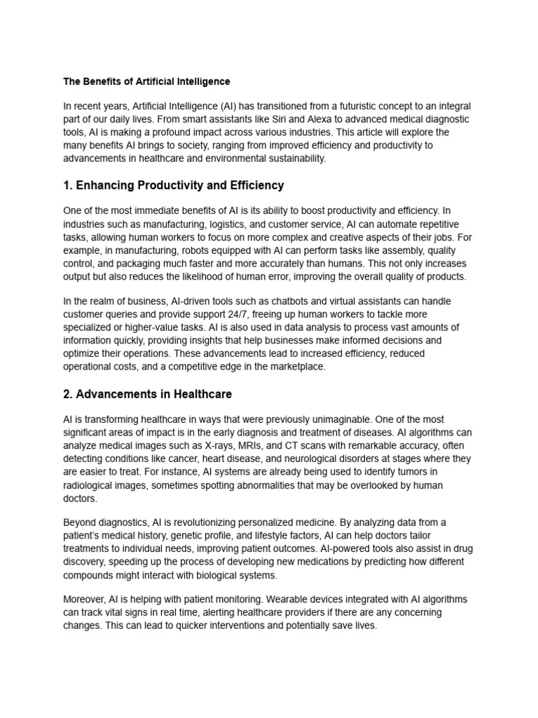 The benefits of artificial intelligence pdf artificial intelligence