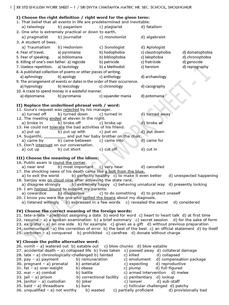 12th english work sheet pdf download pdf young adult