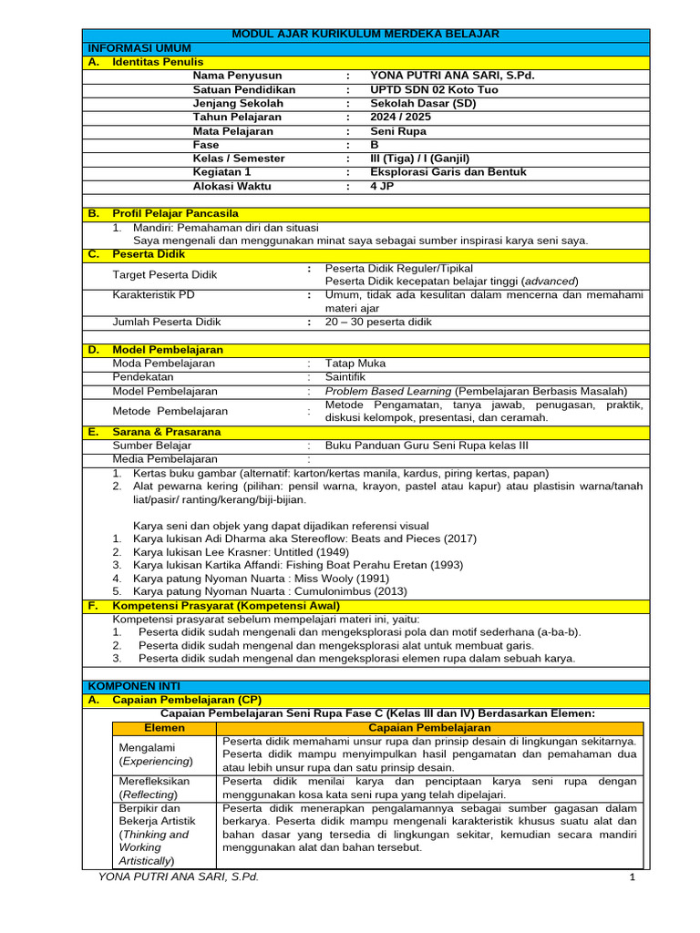 Modul Seni Rupa Kelas 3: Eksplorasi Tekstur | PDF | Karier & Perkembangan
