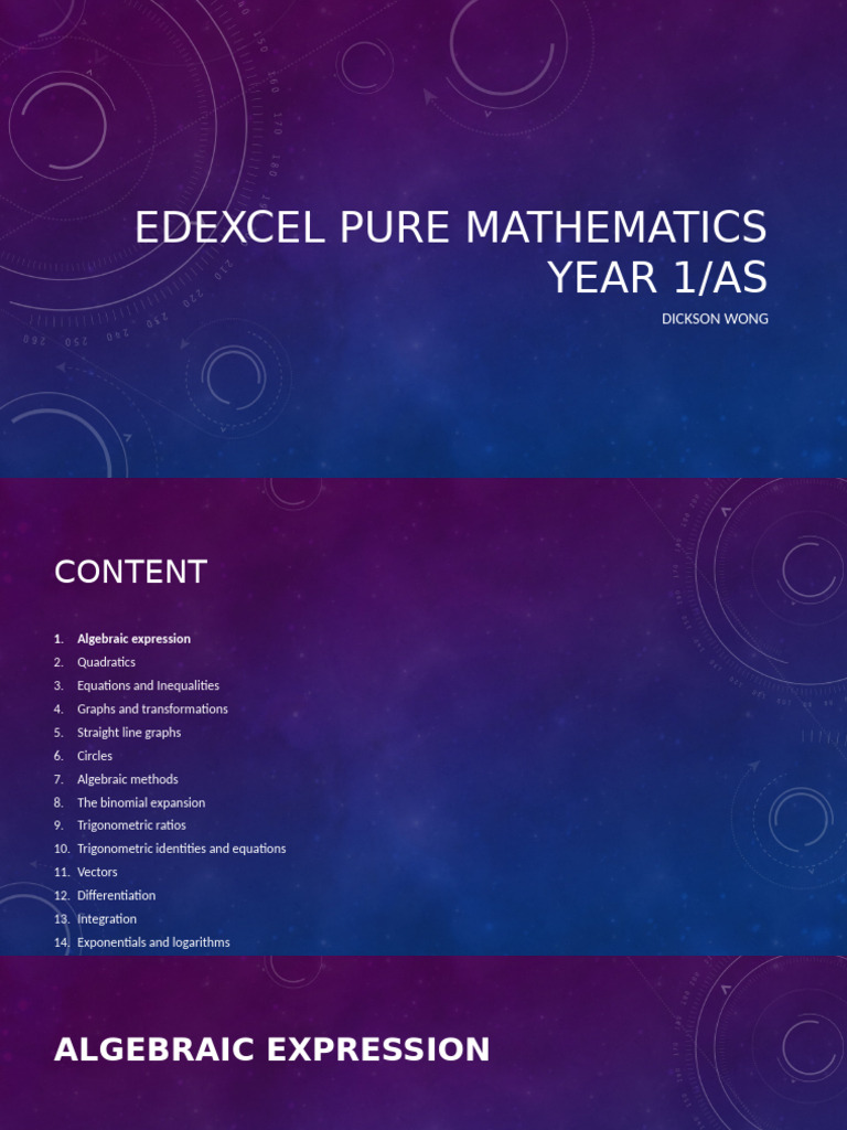 Edexcel Year 1 Pure Mathematics Guide | PDF | Algebra | Mathematical ...