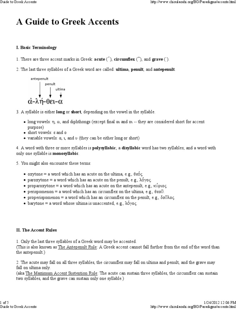 Guide To Greek Accents PDF Stress (Linguistics) Syllable