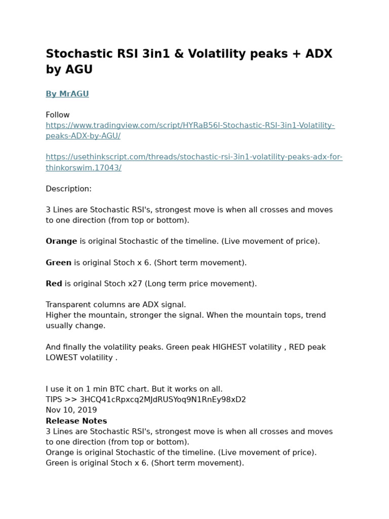 Stochastic RSI & ADX Volatility Tool | PDF | Finance & Money Management ...