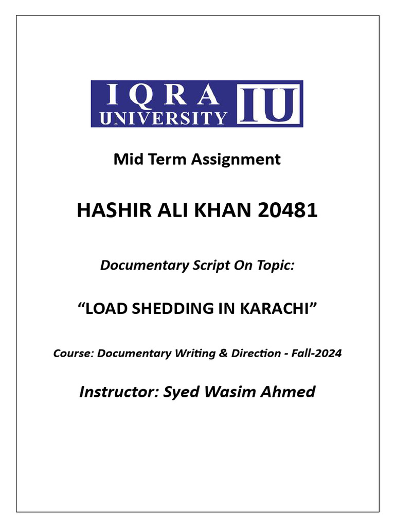 Hashir Ali Khan 20481 Load Shedding Script | PDF | Business | Social ...