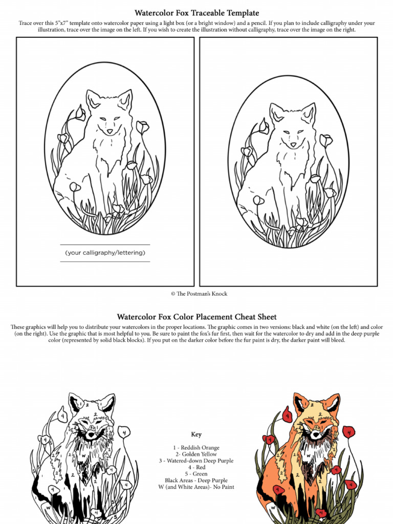 Watercolor Fox Cheat Sheets | PDF